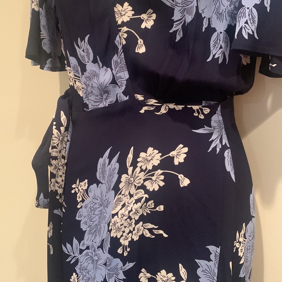 Privacy Please Plaza Kimono Floral Wrap Maxi Dress Navy Blue - Picture 8 of 11